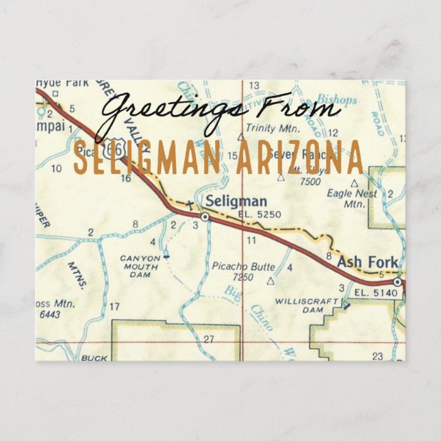 Postal Ruta de Seligman Arizona 66 (Anverso)
