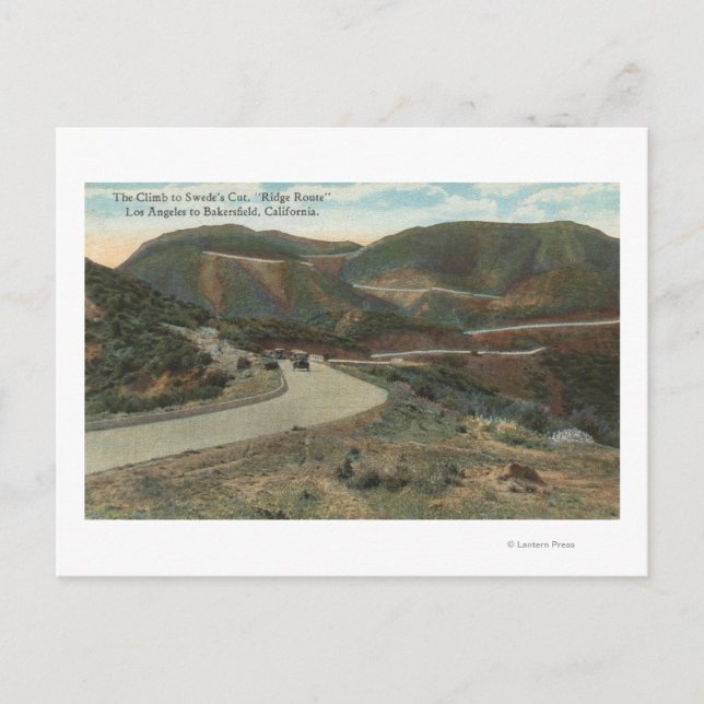 Postal Ruta del Ridge al corte y Bakersfield de Suecia (Anverso)