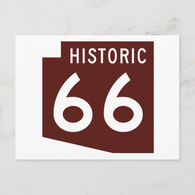 Postal Ruta Histórica 66 - Mapa Estatal de Arizona (Anverso)