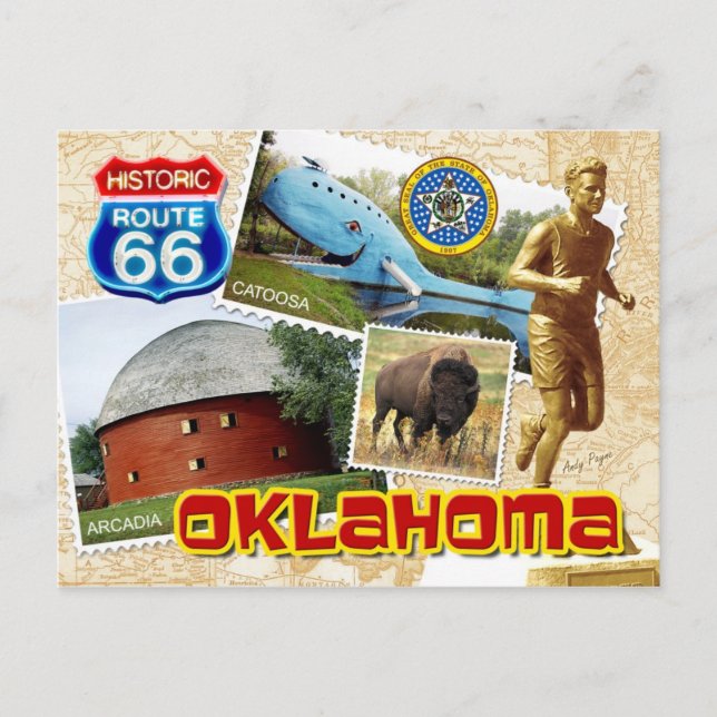 Postal Ruta histórica 66, Oklahoma (Anverso)