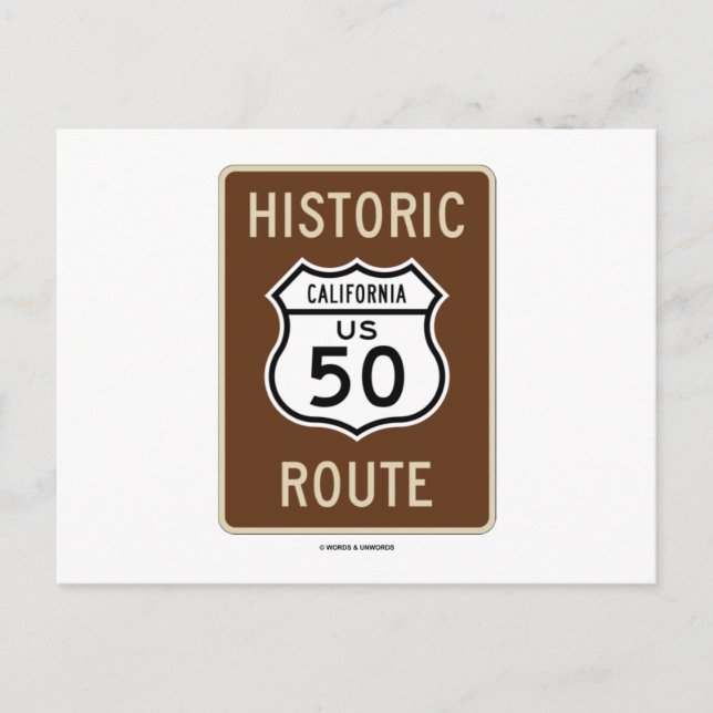 Postal Ruta Histórica Autopista US 50 (California) (Anverso)
