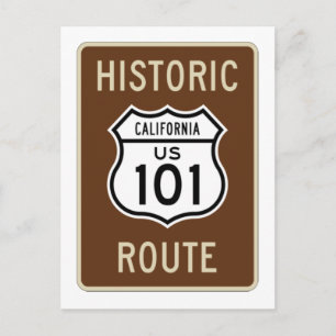 Postal Ruta histórica Rótulo de la Ruta US 101 (Californi