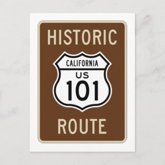 Postal Ruta histórica Rótulo de la Ruta US 101 (Californi