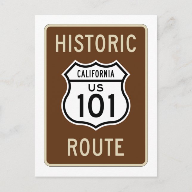 Postal Ruta histórica Rótulo de la Ruta US 101 (Californi (Anverso)