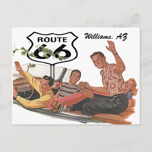 Postal Ruta Retro Postcard 66 Stopover Promo Viaje por Ca (Anverso)