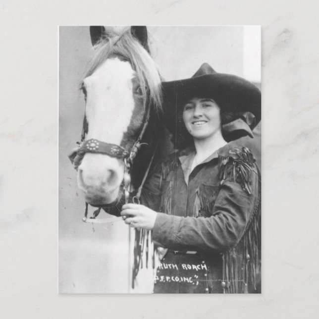 Postal Ruth Roach y su caballo. (Anverso)