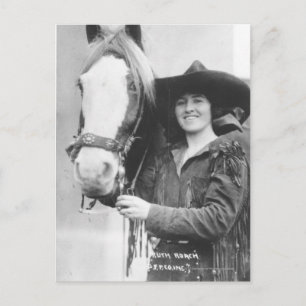 Postal Ruth Roach y su caballo.
