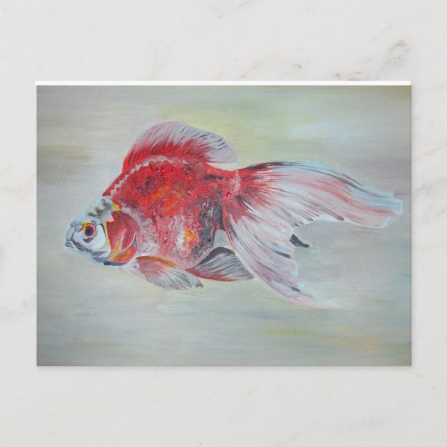 Postal Ryukin Goldfish Pintura acrílica (Anverso)