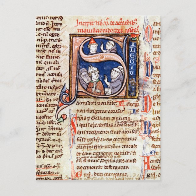 Postal 'S' inicial historiada que representa al Papa Greg (Anverso)