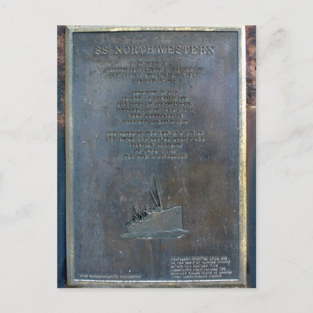 Postal S. S. Northwestern Memorial Plaque (Anverso)