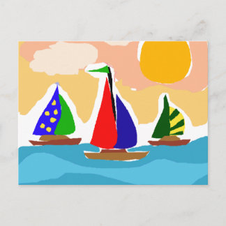 Postal SA - Arte Primitivo en velero colorido