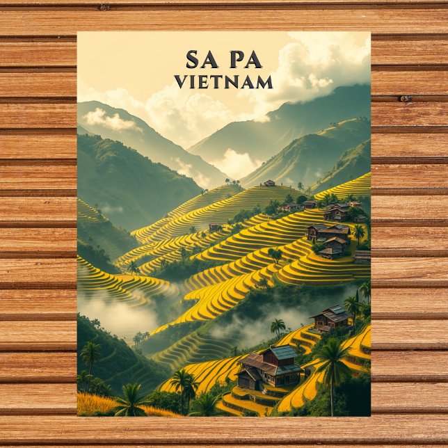 Postal Sa Pa Vietnam Viaje Terrazas de arroz Montañoso (Sa Pa Vietnam Travel Rice Terraces Mountain Postcard
)