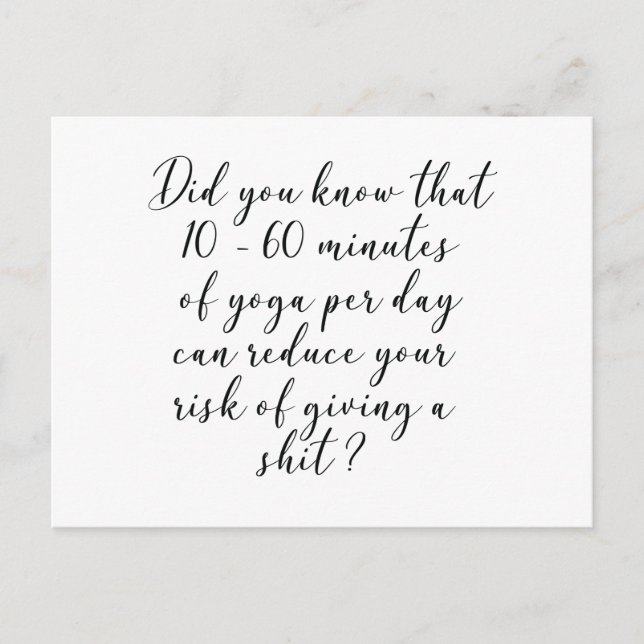 Postal ¿Sabías que de 10 a 60 minutos de yoga al día? (Anverso)