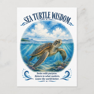 Postal Sabiduría de la Tortuga Marina Bajo las Olas