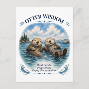 Postal Sabiduría de Nutria Acuarela Inspiradora 