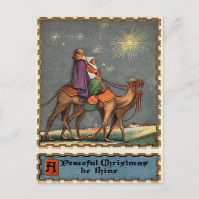 Postal Sabios siguiendo la estrella hacia Jesús (Anverso)