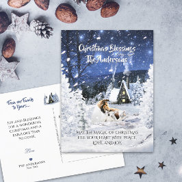 Postal Sable Rough Collie & Lamb, Magic White Navidades -