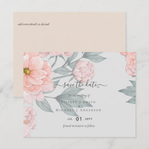 Postal Sabor a Melocotón Peonías Salvia Floral Boda Guard