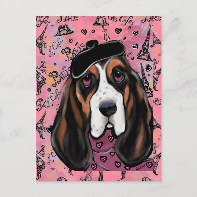 Postal Sabueso Basset (Anverso)