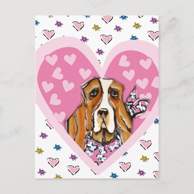 Postal Sabueso Basset (Anverso)