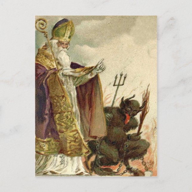 Postal Sacerdote de St Nicholas Krampus Pitchfork (Anverso)