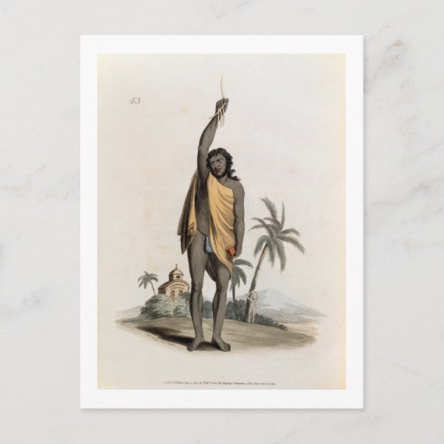 Postal Sacerdote hindú, pub. por Edward Orme, 1804 (litho (Anverso)