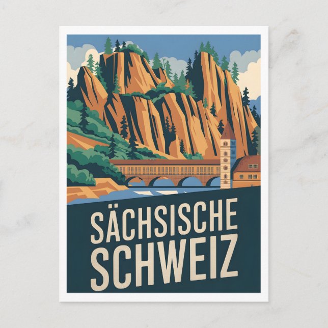 Postal Sächsische Schweiz Saxon Suiza vintage (Anverso)