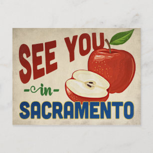 Postal Sacramento California Apple - Vintage Travel