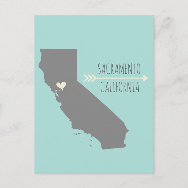 Postal Sacramento, California Heart (Anverso)