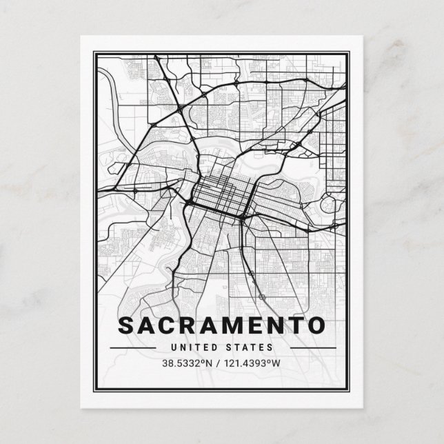 Postal Sacramento California USA Travel City Map (Anverso)