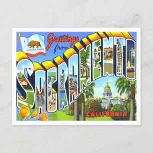 Postal Sacramento, California Vintage Big Letters