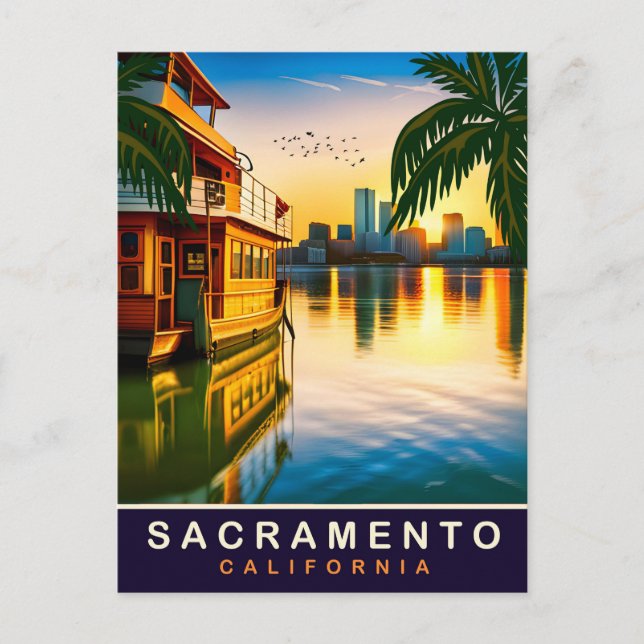 Postal Sacramento, California, Waterfront, Travel (Anverso)