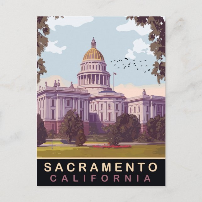 Postal Sacramento, Capital del Estado, California, Viajes (Anverso)