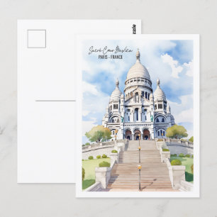 Postal Sacre Coeur Basilica París Famoso lugar de viaje