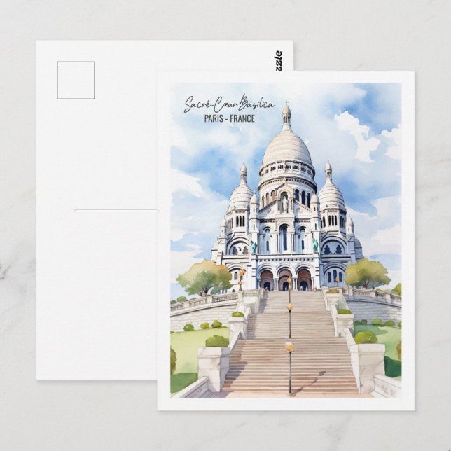 Postal Sacre Coeur Basilica París Famoso lugar de viaje (Anverso / Reverso)