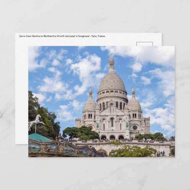 Postal Sacre Coeur en la colina de Montmartre - París, Fr (Anverso / Reverso)