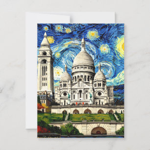 Postal Sacre-Coeur Paris Francia Starry Night