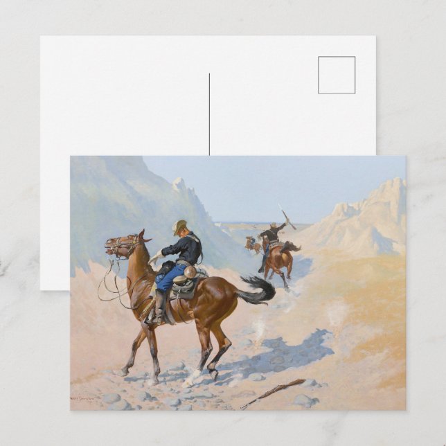 Postal Sacrificio Militar Frederic Remington (La Emboscad (Anverso / Reverso)