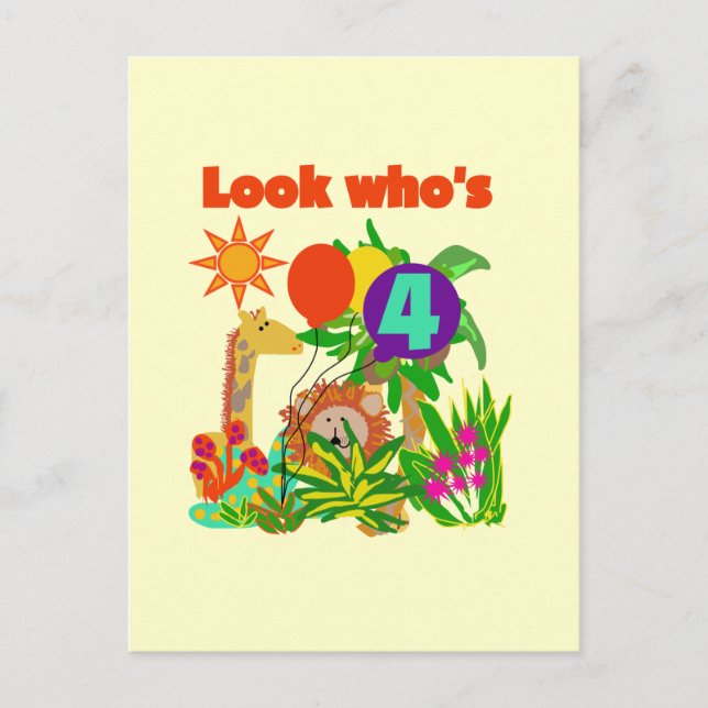 Postal Safari 4 camisetas y regalos de cumpleaños (Anverso)