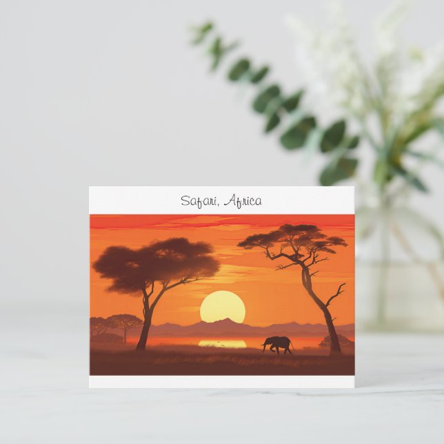 Postal Safari africano vintage (Anverso de pie)