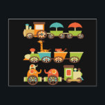 Postal Safari de la jungla dulce animales entrenan regalo<br><div class="desc">Animales de Safari de la Selva Cuta en el tren a niños regalo para bebés.</div>