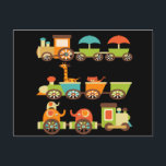 Postal Safari de la jungla dulce animales entrenan regalo<br><div class="desc">Animales de Safari de la Selva Cuta en el tren a niños regalo para bebés.</div>