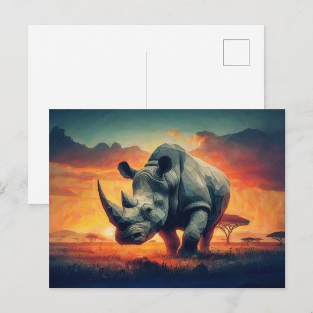 Postal Safari de Rhino Sunset (Anverso / Reverso)