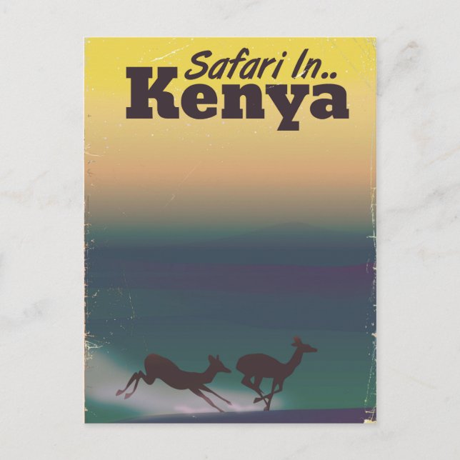 Postal Safari en Kenia poster de vacaciones (Anverso)