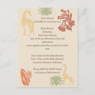 Postal Safari Giraffe & Palm deja Baby Shower