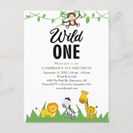 Postal Safari Wild One First Birthday Cute Jungle