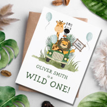 Safari Wild One First Birthday Party Invitation