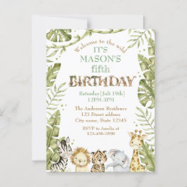 Postal Safari Wild One Watercolor Cumpleaños