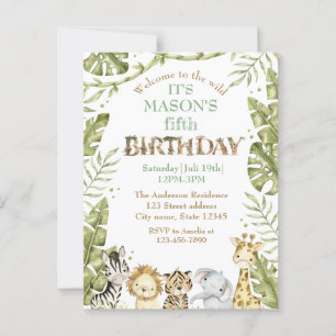 Postal Safari Wild One Watercolor Cumpleaños