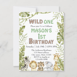 Postal Safari Wild One Watercolor Primer cumpleaños